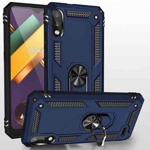 For LG K22 Shockproof TPU + PC Protective Case with 360 Degree Rotating Holder(Blue)