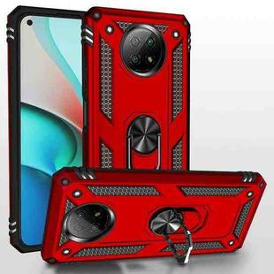 For Xiaomi Redmi Note 9 Shockproof TPU + PC Protective Case with 360 Degree Rotating Holder(Red)