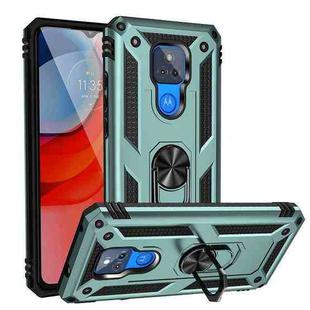 For Motorola Moto G Play (2021) Shockproof TPU + PC Protective Case with 360 Degree Rotating Holder(Green)