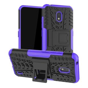 For Nokia 2.2 Tire Texture TPU + PC Shockproof Case with Holder(Purple)