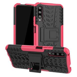 For Huawei Honor 9X Pro Tire Texture TPU + PC Shockproof Case with Holder(Pink)