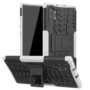 For Galaxy Note 10 Plus Tire Texture TPU + PC Shockproof Case with Holder(White)