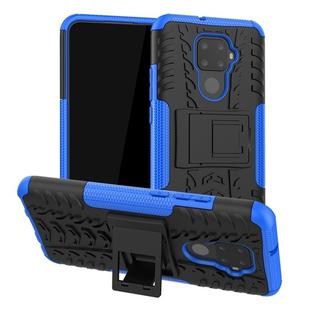 For Huawei Nova 5i Pro Tire Texture TPU + PC Shockproof Case with Holder(Blue)