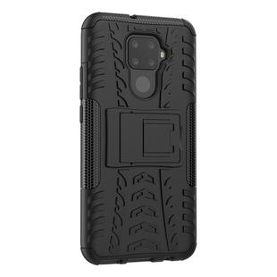 For Huawei Nova 5i Pro Tire Texture TPU + PC Shockproof Case with Holder(Black)