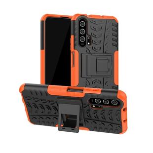 For Huawei Honor 20 Pro Tire Texture TPU + PC Shockproof Case with Holder(Orange)