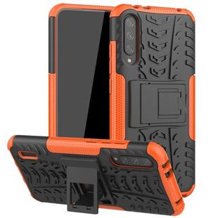 For Xiaomi Mi CC9e Tire Texture TPU + PC Shockproof Case with Holder(Orange)