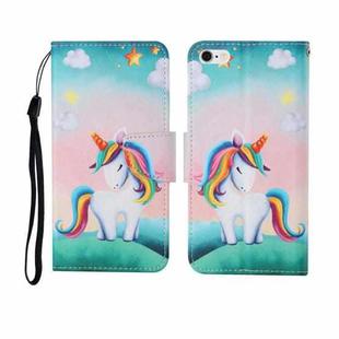 For iPhone 6 Painted Pattern Horizontal Flip Leathe Case(Rainbow Unicorn)