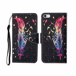 For iPhone 6 Painted Pattern Horizontal Flip Leathe Case(Feather)
