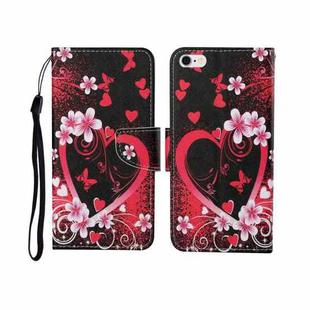 For iPhone 6 Plus Painted Pattern Horizontal Flip Leathe Case(Red Heart)
