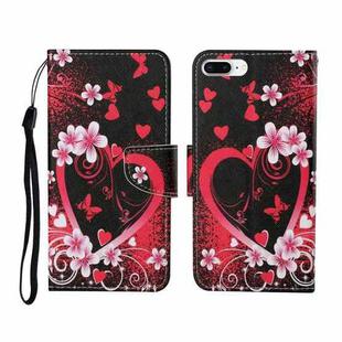 For iPhone 7 Plus Painted Pattern Horizontal Flip Leathe Case(Red Heart)