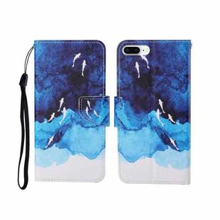 For iPhone 7 Plus Painted Pattern Horizontal Flip Leathe Case(Watercolor Fish)