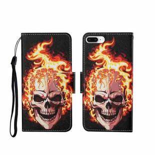 For iPhone 7 Plus Painted Pattern Horizontal Flip Leathe Case(Flame Skull)