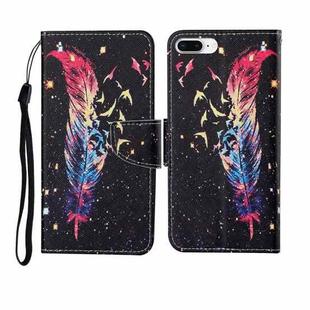For iPhone 7 Plus Painted Pattern Horizontal Flip Leathe Case(Feather)