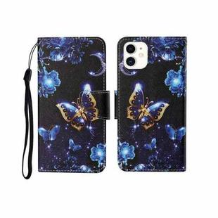 For iPhone 11 Painted Pattern Horizontal Flip Leathe Case(Moon Butterfly)