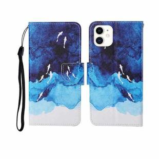 For iPhone 11 Painted Pattern Horizontal Flip Leathe Case(Watercolor Fish)