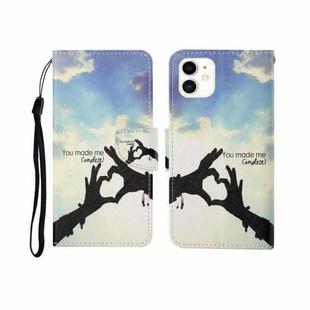 For iPhone 11 Painted Pattern Horizontal Flip Leathe Case(Finger)