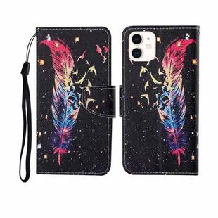 For iPhone 11 Painted Pattern Horizontal Flip Leathe Case(Feather)