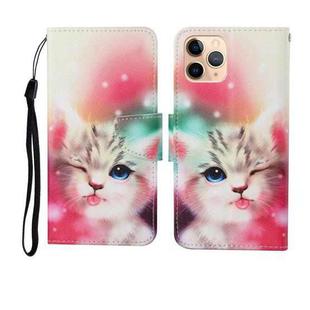 For iPhone 11 Pro Painted Pattern Horizontal Flip Leathe Case(Cat)