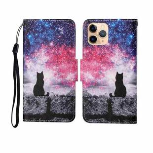 For iPhone 11 Pro Painted Pattern Horizontal Flip Leathe Case(Starry Cat)