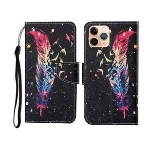 For iPhone 11 Pro Max Painted Pattern Horizontal Flip Leathe Case(Feather)