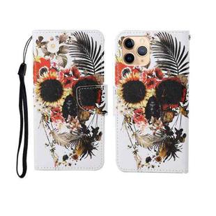 For iPhone 11 Pro Max Painted Pattern Horizontal Flip Leathe Case(Skull)