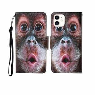 For iPhone 12 mini Painted Pattern Horizontal Flip Leathe Case(Orangutan)