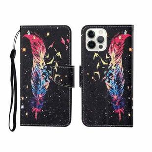 For iPhone 12/12 Pro Painted Pattern Horizontal Flip Leathe Case(Feather)