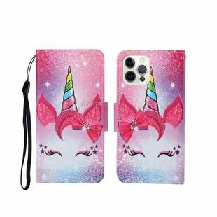 For iPhone 12 Pro Max Painted Pattern Horizontal Flip Leathe Case(Unicorn)