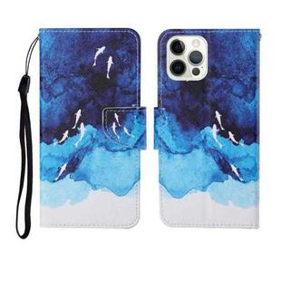 For iPhone 12 Pro Max Painted Pattern Horizontal Flip Leathe Case(Watercolor Fish)