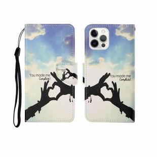 For iPhone 12 Pro Max Painted Pattern Horizontal Flip Leathe Case(Finger)