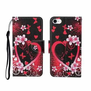 For iPhone SE (2020)/ 7 /8 Painted Pattern Horizontal Flip Leathe Case(Red Heart)