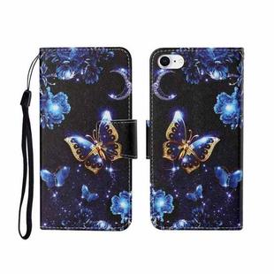 For iPhone SE (2020)/ 7 /8 Painted Pattern Horizontal Flip Leathe Case(Moon Butterfly)