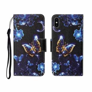 For iPhone X Painted Pattern Horizontal Flip Leathe Case(Moon Butterfly)