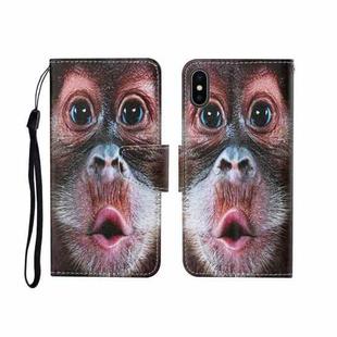 For iPhone X Painted Pattern Horizontal Flip Leathe Case(Orangutan)