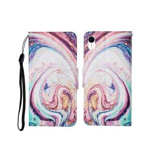 For iPhone XR Painted Pattern Horizontal Flip Leathe Case(Whirlpool Marble)