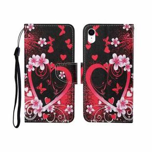 For iPhone XS Max Painted Pattern Horizontal Flip Leathe Case(Red Heart)