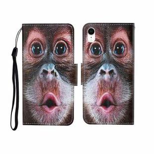 For iPhone XS Max Painted Pattern Horizontal Flip Leathe Case(Orangutan)