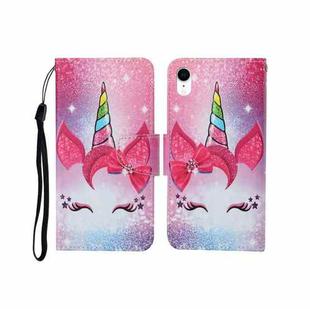 For iPhone XS Max Painted Pattern Horizontal Flip Leathe Case(Unicorn)