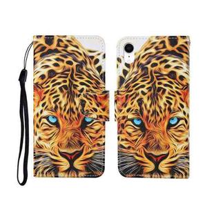 For iPhone XS Max Painted Pattern Horizontal Flip Leathe Case(Leopard)