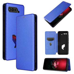 For Asus ROG Phone 5 Carbon Fiber Texture Horizontal Flip TPU + PC + PU Leather Case with Card Slot(Blue)