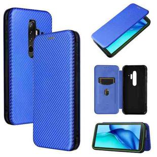 For Blackview BV6300 Pro Carbon Fiber Texture Horizontal Flip TPU + PC + PU Leather Case with Card Slot(Blue)