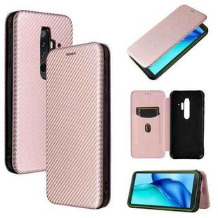 For Blackview BV6300 Pro Carbon Fiber Texture Horizontal Flip TPU + PC + PU Leather Case with Card Slot(Pink)