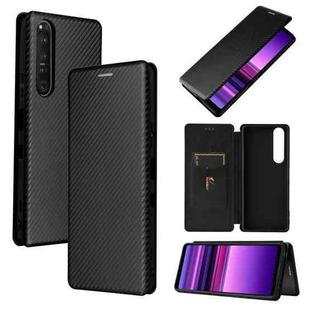 For Sony Xperia 1 III Carbon Fiber Texture Horizontal Flip TPU + PC + PU Leather Case with Card Slot(Black)