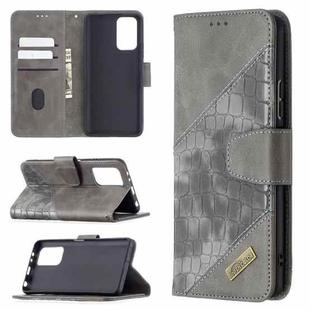 For Xiaomi Redmi Note 10 Pro Matching Color Crocodile Texture Horizontal Flip PU Leather Case with Wallet & Holder & Card Slots(Grey)