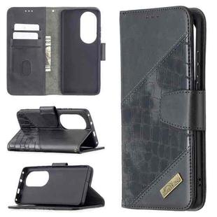 For Huawei P50 Pro Matching Color Crocodile Texture Horizontal Flip PU Leather Case with Wallet & Holder & Card Slots(Black)