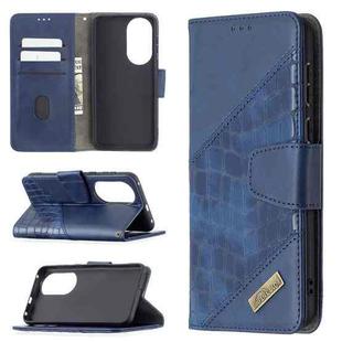 For Huawei P50 Matching Color Crocodile Texture Horizontal Flip PU Leather Case with Wallet & Holder & Card Slots(Blue)