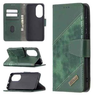 For Huawei P50 Matching Color Crocodile Texture Horizontal Flip PU Leather Case with Wallet & Holder & Card Slots(Green)