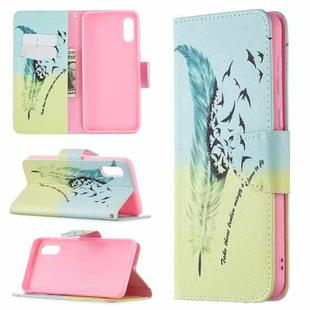 For Samsung Galaxy A02 / M02 Colored Drawing Pattern Horizontal Flip Leather Case with Holder & Card Slots & Wallet(Feather)
