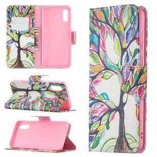 For Samsung Galaxy A02 / M02 Colored Drawing Pattern Horizontal Flip Leather Case with Holder & Card Slots & Wallet(Life Tree)