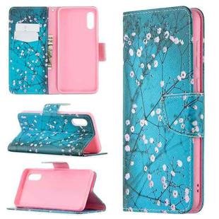 For Samsung Galaxy A02 / M02 Colored Drawing Pattern Horizontal Flip Leather Case with Holder & Card Slots & Wallet(Plum Blossom)